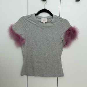 Cinq a sept feather sleeve top